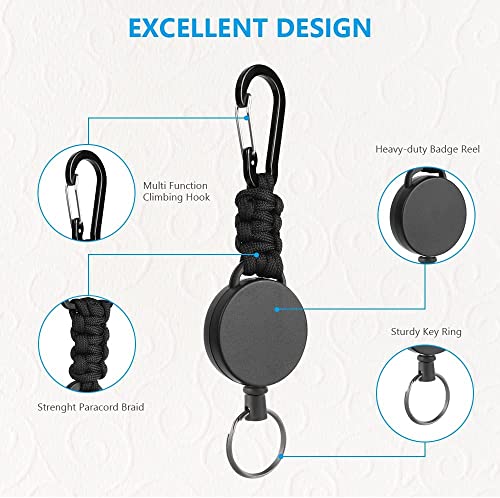 Porte-clés rétractable avec mousqueton multifonction anti-chute - 4