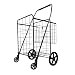Wellmax WM990017S Folding Shopping Cart with Double Basket and Swivel Wheels Red