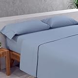 SOMNI HOME Juego de Sábanas Lisas Cama 135 cm – Sábanas Suaves Transpirables con Bajera Ajustable – Ropa de Cama Completa Azul Índigo.