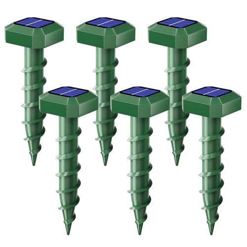 Mole Repellent Solar Powered 6 Pack,Ultrasonic Gopher Repellent,IP 65 Waterproof Outdoor Sonic