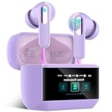 Auriculares Inalámbricos con Pantalla Táctil LED, Auriculares Bluetooth 5.4 HiFi Estéreo con HD Mic, 48H Cascos Inalambrico con Reducción de Ruido ANC+ENC, 5 Modos EQ, IP7 Impermeable, Morado Taro