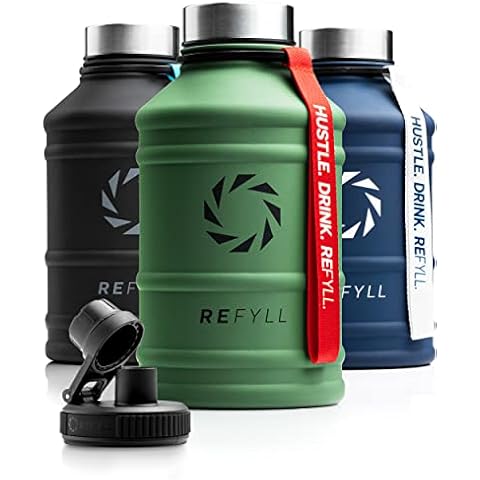 REFYLL X Edelstahl Trinkflasche Hero in 1,3-2,2L I Fitness Trinkflasche Cover