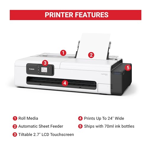 Canon imagePROGRAF TC-21 24" - Large Format Printer, Poster & Plotter Printer, Automatic Roll & Cut Sheet Paper Feeder, Includes 280 ml of Ink, White - Image 3