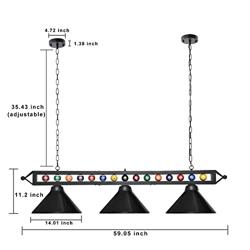 Etoten 59" Pool Table Light, Billiards & Pool Table Light Fixtures For 7' 8' 9' Table, Pool Table Lighting, Billiards Light For Snooker Table, Billiard Table, Game Room, Bar(Black) #TOP3