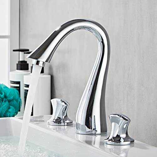 Robinet de lavabo en laiton vintage résistant au calcaire avec 3 trous - 5