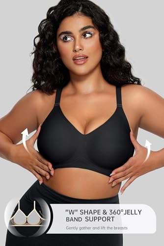 Image of OEAK Women Comfortable Jelly Bras No Underwire Seamless Full Coverage Bralette Buttery Soft Convertible Everyday Tshirt Bra
