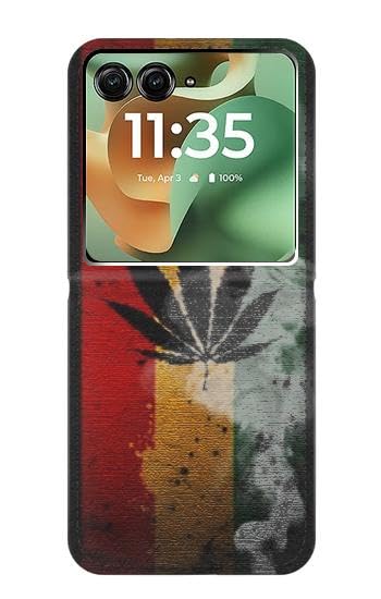 Housse Cuir Razr 70+ Reggae Rasta Flag Smoke Étui Portefeuille Motorola
