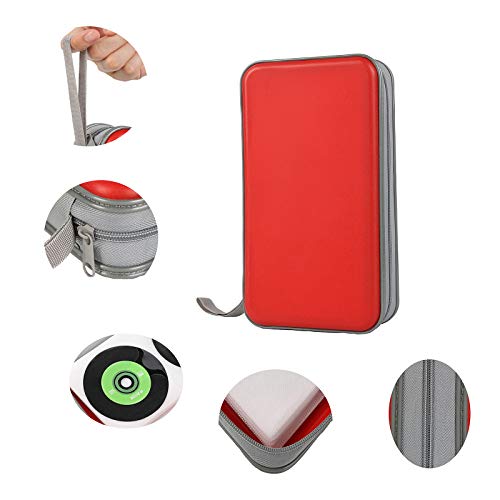 UENTIP 96 Capacity CD/DVD Case, Hard Plastic Case Holder, CD Holder Organizer Wallet, Protective DVD Holder Storage (Red) - Image 3