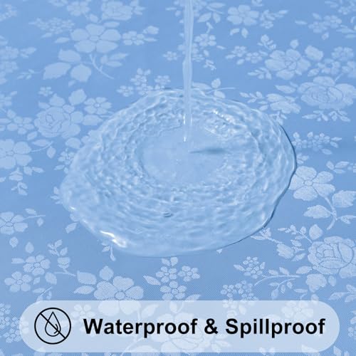 Smiry Square Table Cloth, Waterproof Heavy Duty Vinyl Tablecloths, Wipeable Washable Table Cover for Kitchen and Dining Room (Baby Blue, 54" X 54") #1