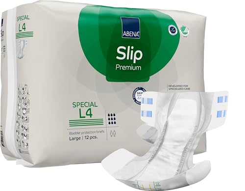 Image of Abena Classic Design Adult Diapers, Slip Special Premium Incontinence Briefs, Heavy Absorbency, Level 4, Large, 12 Count