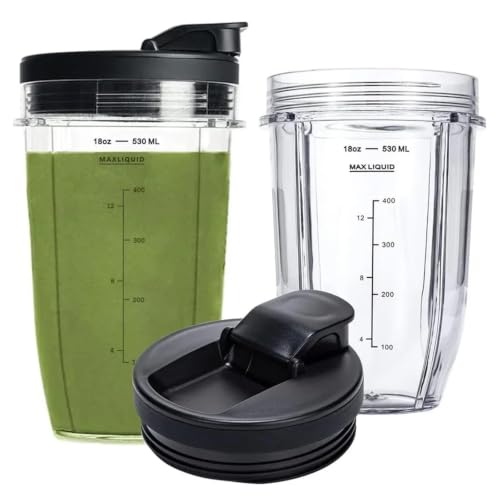 Vasos de repuesto de 18oz para batidora NutriBullet y Ninja con tapas 4