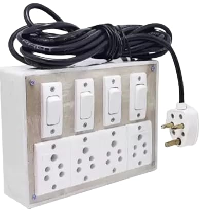 4 +4 4 Meter Long Wire Small Plug 4 Socket Extension Boards (White, 4 m)-image-44