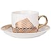 Produktbild SD&EY Keramik-Kaffeetasse Und Untertasse Teetasse Hand Bemalten Goldsatz Von 6 (6 Tassen 6 Gerichte 6 Löffel 1 Tasse Halter),C