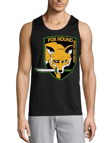 Camiseta sin mangas de algodón Fox with Knife negra ropa de verano transpirable masculina