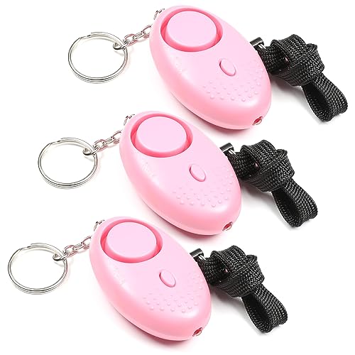 Image of Othmro 3Pcs 120DB Personal Security Alarm Keychains Safe Sound Personal Alarms with LED Lights Emergency Safety Alarm Keychains for Women Men Children Elderly Bags Backpacks Suitcases Pink