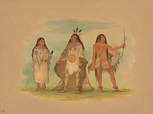 Trois Indiens Minatarree George Catlin Déco Murale Salon 60x90