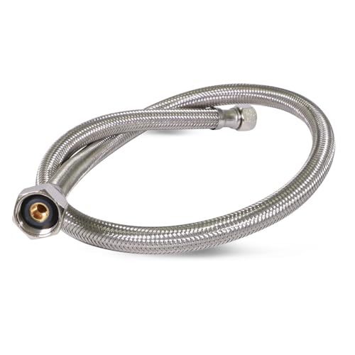 Highcraft Braided Faucet Connector Compression Fitting, Stainless Steel Lead-Free