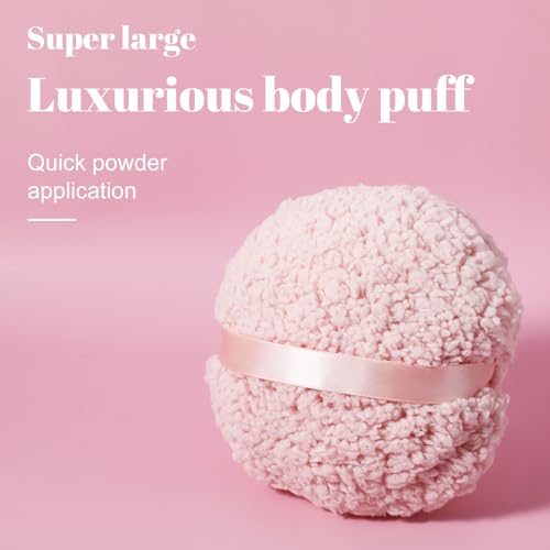 6'' Body Powder Puff - Ultra Soft, Large Round Velour, Reusable Face & Body Powder Applicator