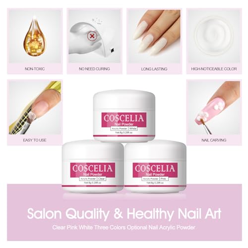 Coscelia Acrylic Nail Kit With Everything For Beginner With Drill And U V Light Professional Nails Kit Acrylic Set 12Pcs Decoration Powder Nail Art Starter Kit Mother'S Day Gifts For Women Mom Diy thumb #5