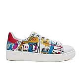 Colorful Printed Sneakers, Retro Women's Shoes, Handmade Multicolored Sneakers, Special Occasion Gift (Multicolor, 8)