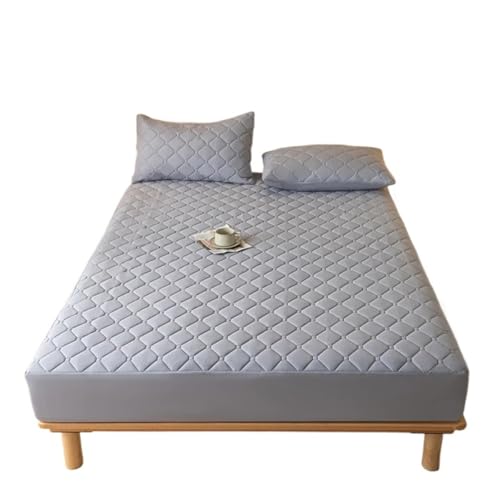 Protège-matelas imperméable 160x200 épais drap-housse réglable gris - 2