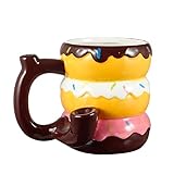 KTF Donut Roast & Toast Kaffeebecher mit Pfeife, Keramik-Wake n Bake Tasse fasst ca. 473 ml (Donut)