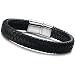 Jstyle Braided Leather Bracelets for Men Bangle Bracelets Fashion Magnetic Clasp 8 Inch Black