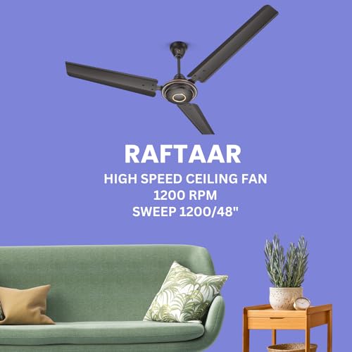 Image of SUMMERCOOL Raftaar Plus Ceiling Fan 1200mm | Raftaar Plus 48 Inch | High Speed Anti-Dust Decorative | BEE Star Rated Fan | Fan for Living Room /Hall | 1 Years Warranty (Coffee Brown)