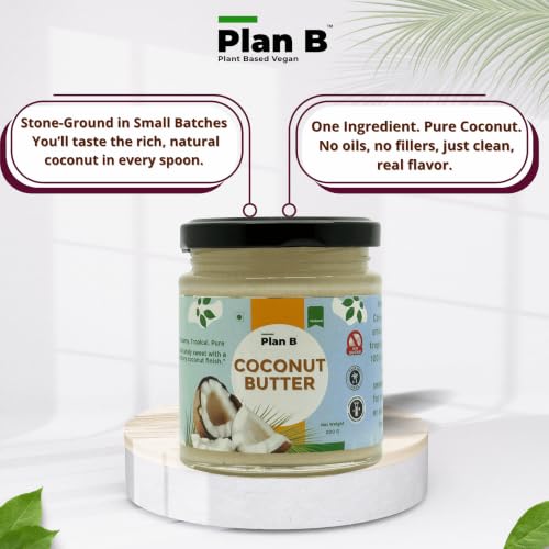 Image of Plan B Pure Coconut Butter 200g | Keto-Friendly, Cold-Pressed, No Added Sugar, Gluten-Free | All-Natural Superfood for Cooking, Baking & Spreads