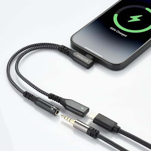 ELUTENG USB C to 3.5mm Audio Adapter 2 in 1 Charger Hi-Res 32bit/384kHz Aux to USB C with PD 60W Fast Charging Dongle Cable Compatible for iPhone 16/15 Pro Max, Galaxy S24Ultra, Pixel 9, iPad Pro/Air