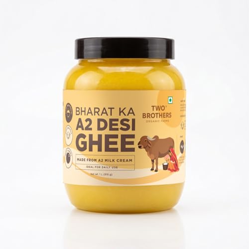 Image of Two Brothers Organic Farms Bharat ka Desi Ghee 1 L | Danedaar Ghee made from Desi Gir Cow milk cream | Grass-fed Desi Gir Cows | Premium Desi Ghee | Handcrafted in Small Batches