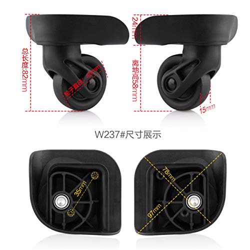 Luggage Wheel,Luggage Suitcase Wheels, 360 Degree Swivel Luggage Mute Wheel Suitcase Replacement Repair Wheels Parts Spinner (W237#)2