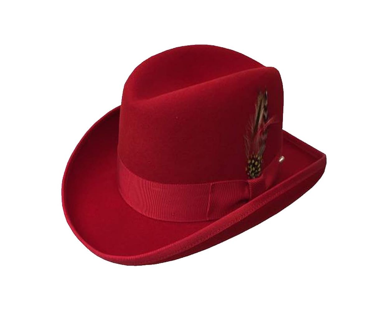 Deluxe Homburg Fedora Hat in Scarlet Red (Medium = 22.25