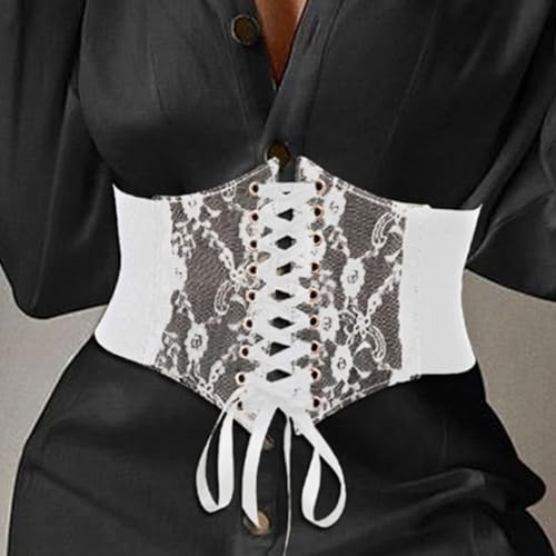 COSYDAYS Lace Corset Belt Black Wide Elastic Waist Belts Tied Waspie Corset for Women2