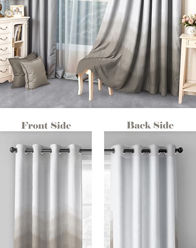 Image of Casableu Kivo Digital Print 85% Blackout Curtains for Long Door /Window, Thermal Insulated, Tie Back, Wider Width 50 in, Eyelet Curtains for Living Room /Bedroom(D Brown 9 ft Set - 2)