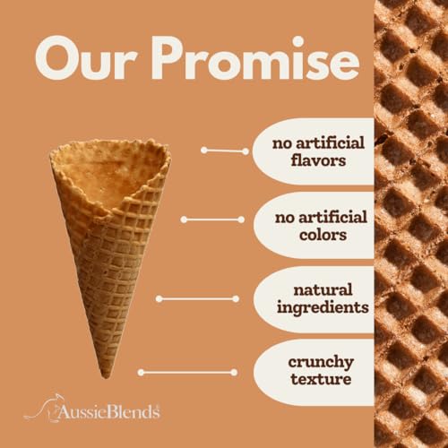 AussieBlends Waffle Ice Cream Cones Bulk For Soft Serve, Gelato, and Scooped Ice Cream, Waffle Cones Bulk, Natural Cone Flavor in Large Size, 156 Count, (Natural, Large)