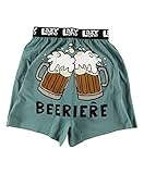 Lazy One Funny Boxers, Novelty Boxer Shorts, Humorous Underwear, Gag Gifts for Men, Beer, Drinking (Beeriere, Large)