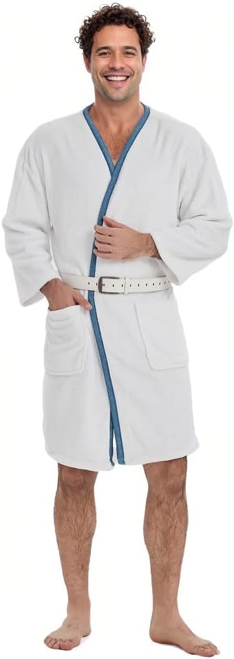 Christmas Vacation Cousin Eddie Costume - White Robe Belt Pipe Hat Set from Christmas Vacation for Halloween Christmas Costume Cosplay Set