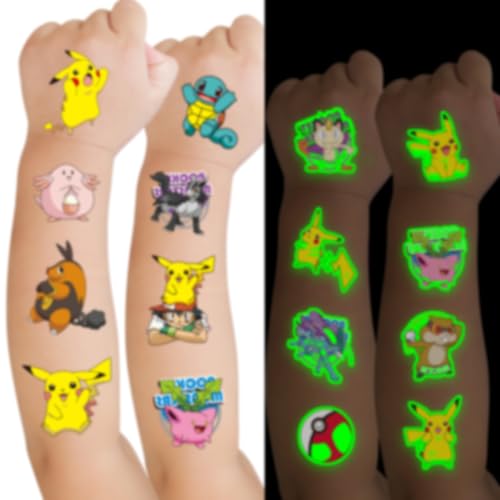 Leuchtendes Tattoo Kinder Tattoo Kinder 6 Blätter Hautfreundliche Kindertattoos-Sticker Für Mädchen Und Jungen Wasserdichtes Temporäre Tattoos Für Kindergeburtstag Und Partyspiele