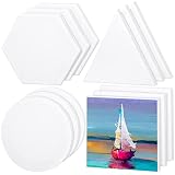 Aodaer 12 Pieces Stretched Canvas Blank Painting Canvas Panel Artist White Canvas Boards Triangle Sq