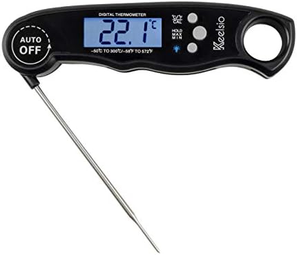 Keelsio Digital Meat Thermometer, Super-Fast Read, Backlight and Calibration Functions. Food Thermometer for Kitchen and Home. BBQ Meat Thermometer. Bath Water Thermometer.