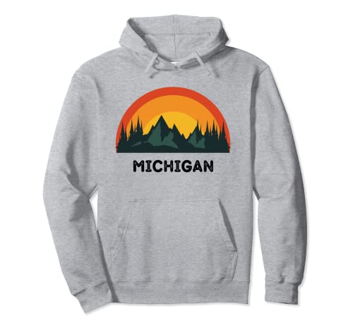 Michigan Vintage Sunset 80s Retro Summer Great Lakes State Sudadera con Capucha