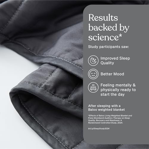 Image of Baloo Weighted Blanket for Adults 12 lb Throw (Midnight, 42 inchx72 inch) | Cool & 100% Cotton | Machine Washable & Dryer Safe | Glass Microbead Fill