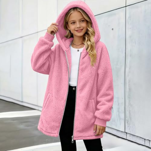 Girls Jacket Fleece Zip up Hoodie Fuzzy Sweaters Kids Teen Fall Winter Coat - image 5