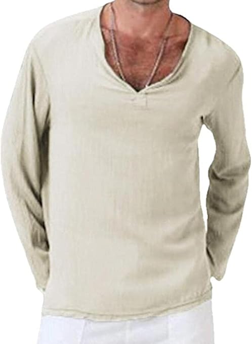 Amazon Co Jp N夏の男性のtシャツのネック夏の長袖カジュアルルーズ Color Khaki Size 4xl 服 ファッション小物