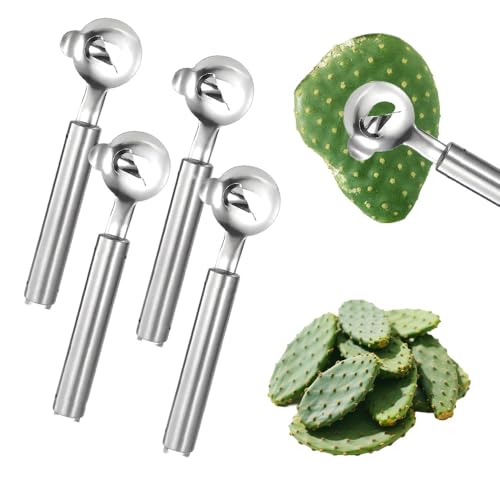 Cactus Peeler Spoon, de pelado de cactus multifunción Pelador de nopales, cuchillo de pelado nopales de acero inoxidable y cortador de fideos para artilugios de cocina(Silver,10 pcs)