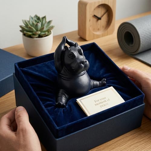 Yoga Hippopotamus Statue Cute Clumsy Master Hippo Resin Figurine Desktop Decor Ornaments for Home & Office (5) - 4
