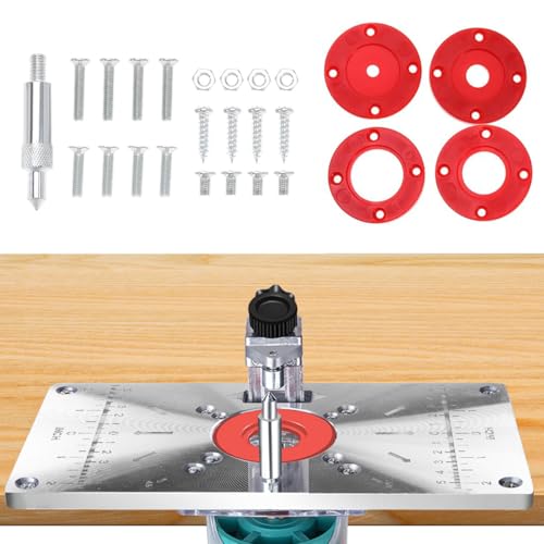 Image of Serplex Router Table Insert Plate Carpenter Tools, Aluminum Router Plate for Woodworking Table Top Insert Mounting Plate Wood Tools Trimming Milling Machine with Accessories