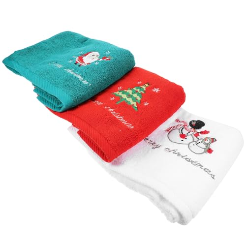 COOPHYA Juego de 3 Toallas Navideñas de Algodón para Baño y Dormitorio, Secado Rápido y Diseño Práctico Varios Estilos