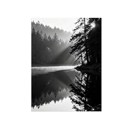 Impression sur Toile Forêt et Lac - Décoration Murale Haut de Gamme Salon 80x105cm